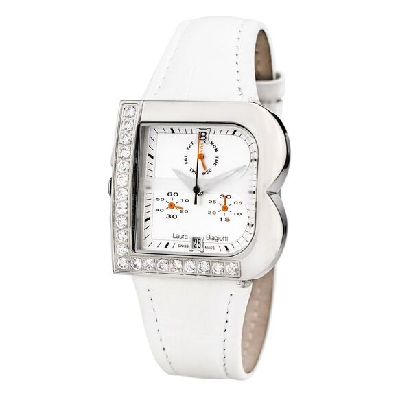 Laura Biagiotti White Leather Dress Women's Watch